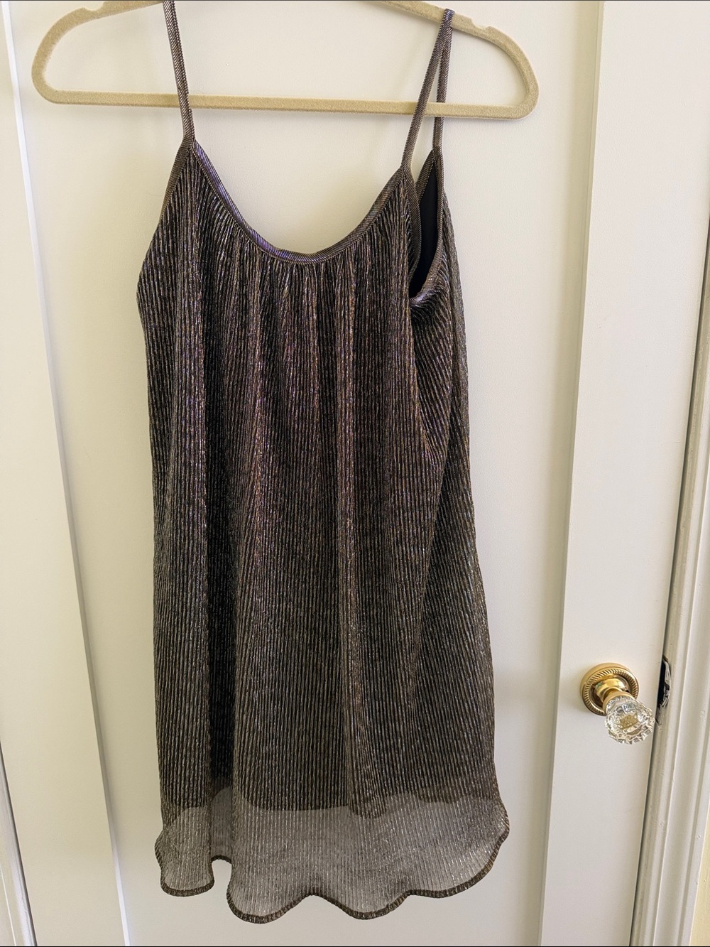 Metallic Gold & Black Mini Slip Dress - Women